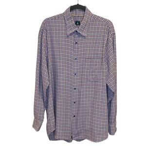 Robert Talbott Men's XL Blue Purple Yellow Red Plaid Button Down Casual Shirt